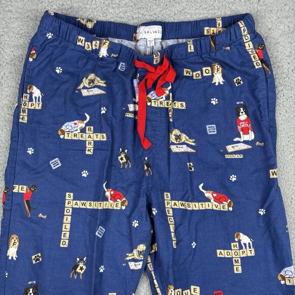 PJ Salvage Flannel Pajama Set Love Leo Rescue Dogs Woman’s Large Dark Denim NWT - Picture 8 of 9
